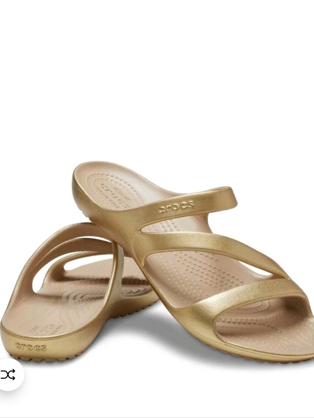 CROCS Kadee II Metallic Sandals Women's Gold Strappy Slide Sandals Size 7 New